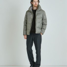 スエード調ツイルプリントダウンジャケット