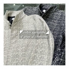 Graphic check print stand collar blouson