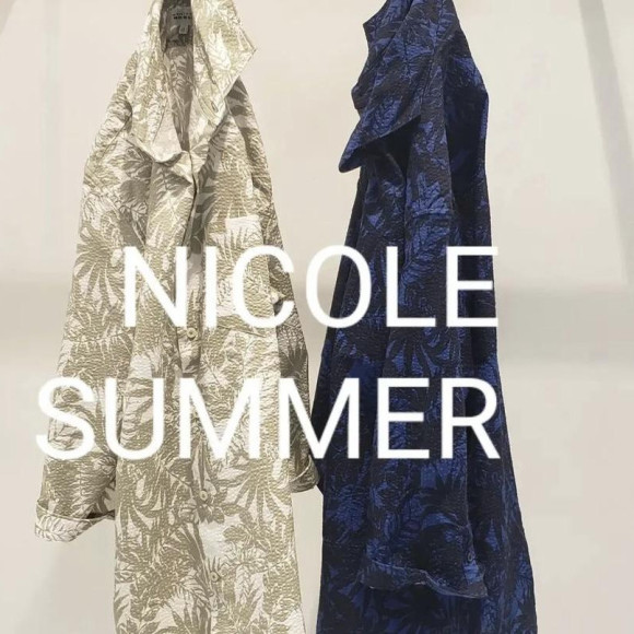 ボタニカルプリント カッタウェイカラー7分袖シャツ