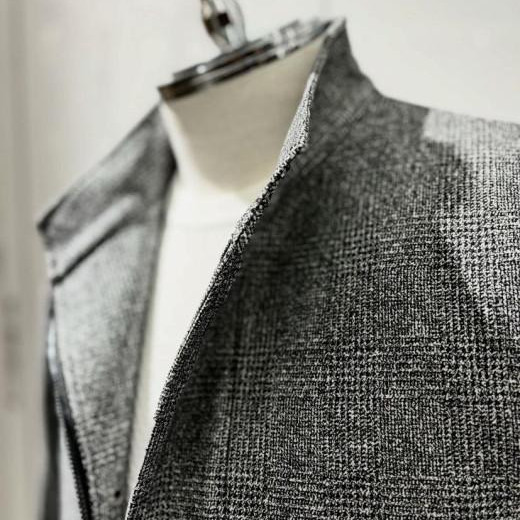 Glen check stand collar jacket