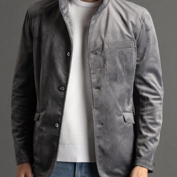  【canal deux Luxe】ストレッチベロア スタンドカラーブルゾン