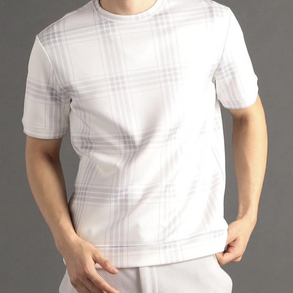 【canal deux Luxe】チェック柄 ダンボールニットTシャツ