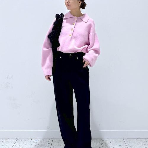 Polo shirt knit with cute pink...