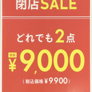 閉店セール！！どれでも2点9,000円(税抜)