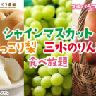 [ตั้งแต่วันที่ 5 พฤศจิกายน] กิจกรรม "กินมังสวิรัตไชน์มัสกัต ลูกแพร์นิกโกริ และแอปเปิลซันซุยไม่อั้นไม่อั้น" เริ่มแล้ววันนี้!!