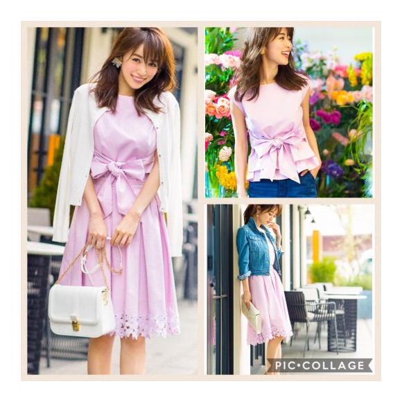 ノエラ美人百花コラボ裾レースシャツワンピセットアップ泉里香着