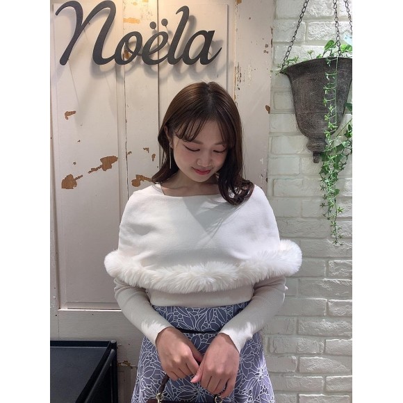 大阪店 Noela トップス ファートリムカラーニット ニット/セーター