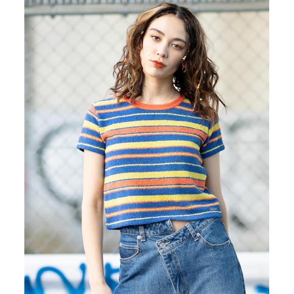 STRIPED TERRY CLOTH S/S BABY TEE