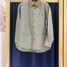 SUEDE COLLAR PLAID SHIRT