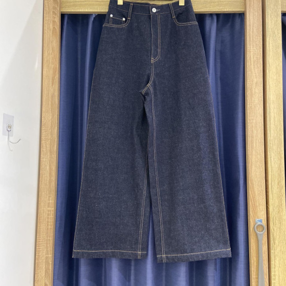 [冈山牛仔裤]SIDE PLEATS WIDE DENIM