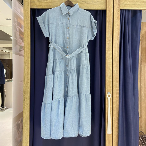 [오카야마데님]ASYMMETRY DENIM OP