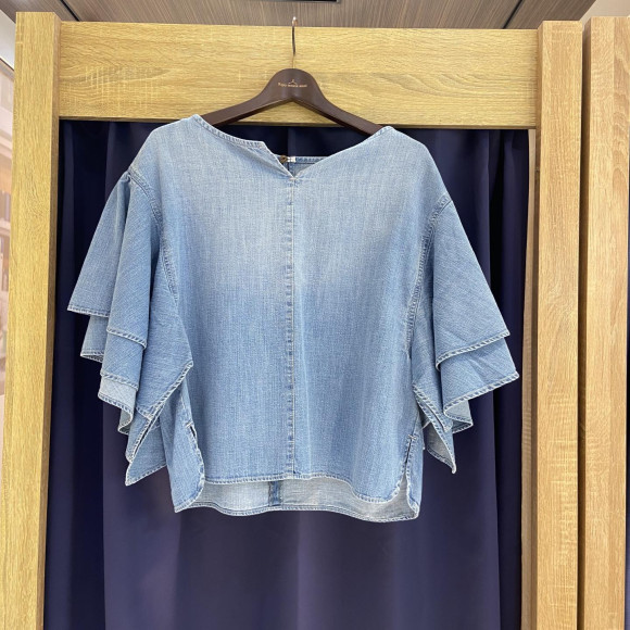 ［岡山デニム］DENIM TIERED SL BL