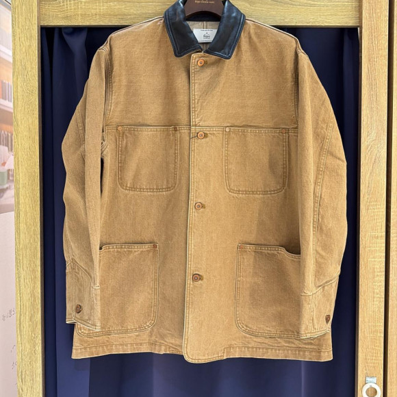 [岡山牛仔褲]LEATHER COLLAR COVERALL