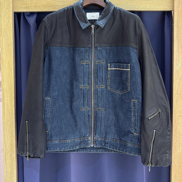 ［岡山デニム］LEATHER DENIM JKT