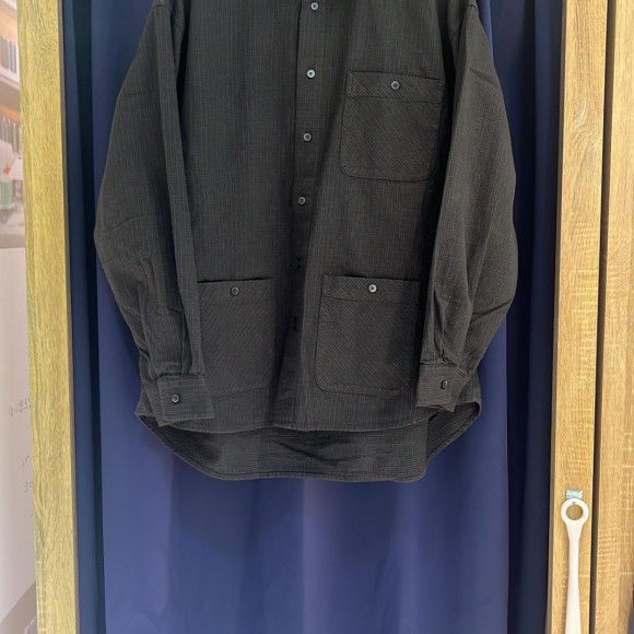 SUEDE COLLAR PLAID SHIRT