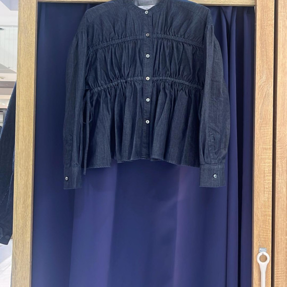 ［岡山デニム］LIGHT OZ SHIRRING BL
