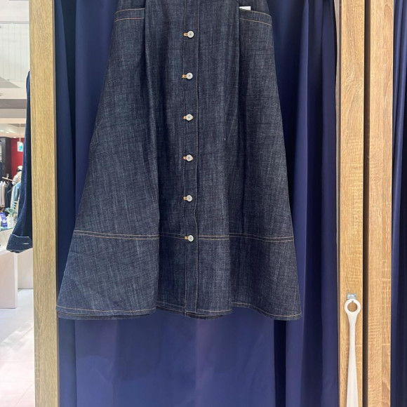 [岡山デニム]BUTTON PANEL LONG SKIRT 