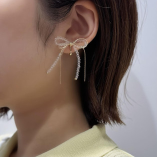 クリアリボンピアス/イヤリング