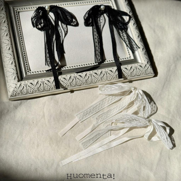 レース×サテンリボンピアス/イヤリング