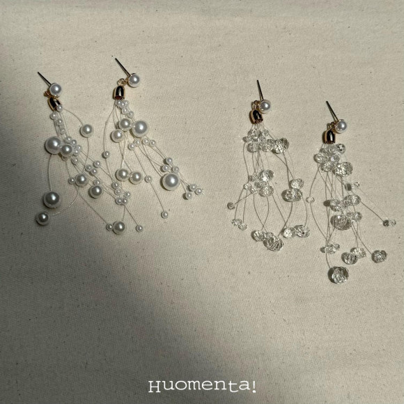 パール/クリアビーズピアス/イヤリング