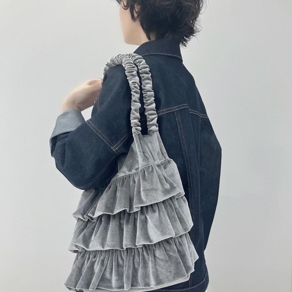 ベロアフリルトートバッグ