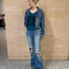 デニムコーデ　全体的に同系色で...