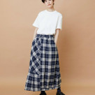 チェックパッチスカート