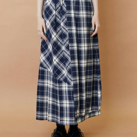 チェックパッチスカート