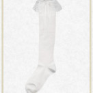 Ribbon-through lace high socks