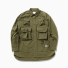 and wander/アンドワンダー/multi pocket LS shirt シャツ