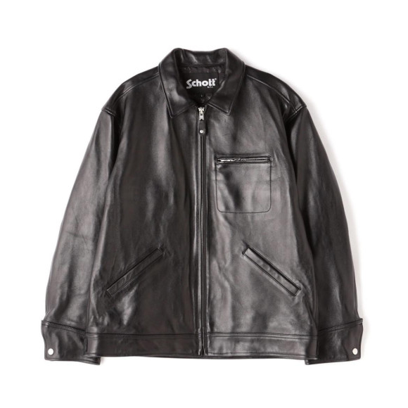 เสื้อแจ๊คเก็ต Schott/ การตีลูกบอล /LEATHER TRACKER JACKET/ หนังคนสะกดรอย