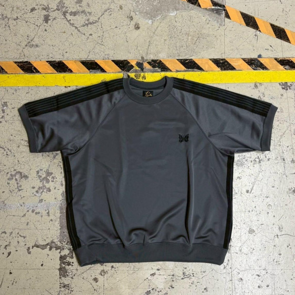 NEEDLES×BEAVER/針頭×BEAVER/別訂購TRACK S/S CREW NECK SHIRT-POLY SMOOTH. -CHARCOAL-卡車巡航襯衫