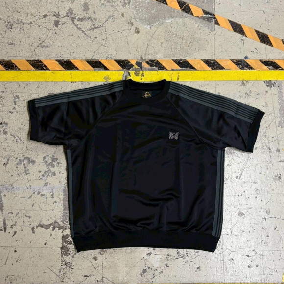 NEEDLES×BEAVER/針頭×BEAVER/別訂購TRACK S/S CREW NECK SHIRT-POLY SMOOTH. -BLACK-卡車巡航襯衫