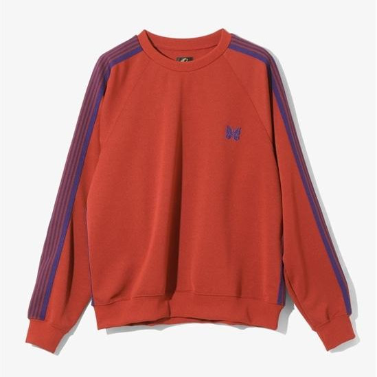NEEDLES/針鋒/TRACK CREW NECK SHIRT-POLY SMOOTH-RED-卡車巡航襯衫
