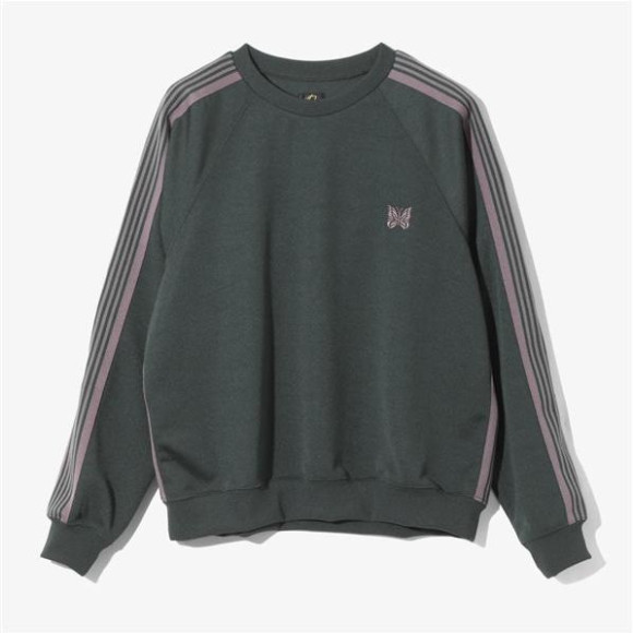 NEEDLES/針鋒/TRACK CREW NECK SHIRT-POLY SMOOTH-GREEN-卡車巡航襯衫