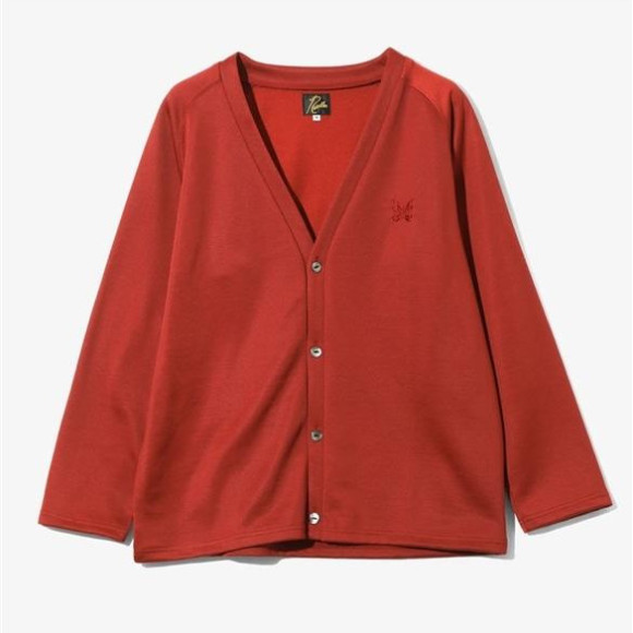 เข็ม NEEDLES/ เสื้อคลุมคาร์ดิแกน /V-NECK CARDIGAN - BRIGHT JERSEY -RED-