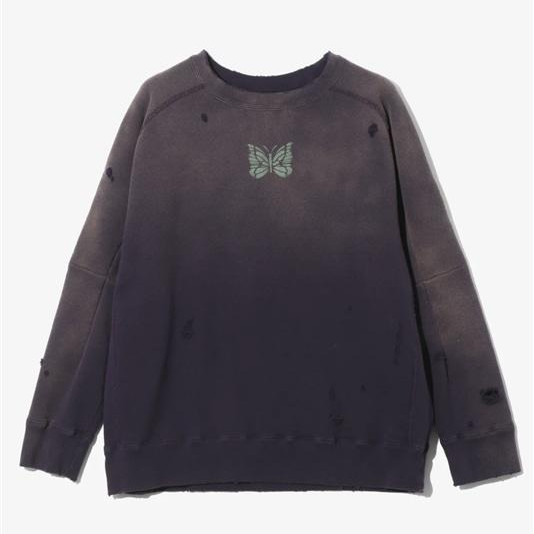 เข็ม NEEDLES/ เสื้อสเวตเชิ้ต /DECONSTRUCTED SWEAT SHIRT - COTTON FRENCH TERRY -PURPLE-