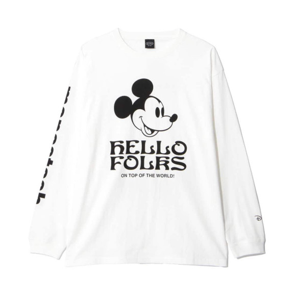 ดิสนีย์ MANASTASH/ mana stuss /MICKEY L/S TEE HELLO FOLKS รอน T Mickey