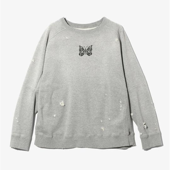 Deconstructed Sweat Shirt - Cotton French Terry - Gray - Damage Sweat