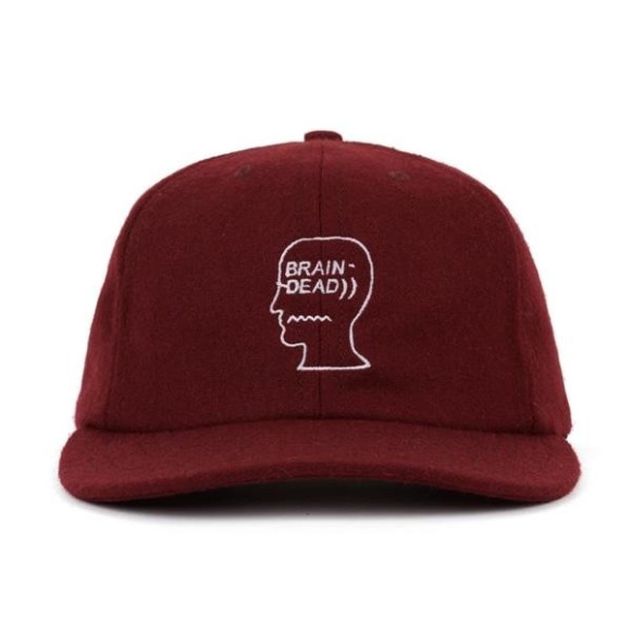 BRAIN DEAD/布萊德/FLANNEL LOGOHEAD 6 PANEL HAT-BURGUNDY帽子
