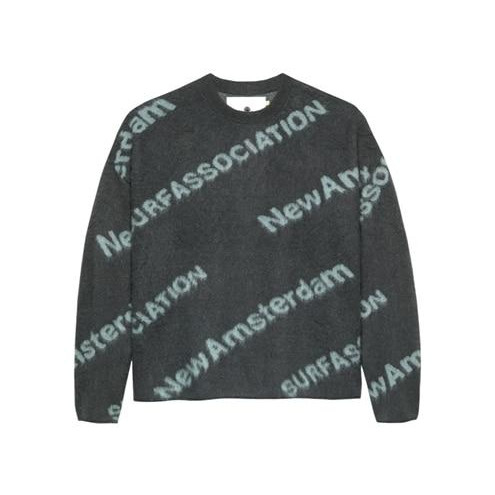 New Amsterdam Surf Association/ニューアムステルダムサーフアソシエーション/JACQUARD KNIT SHARK GREEN/TEAL クルーネックニット