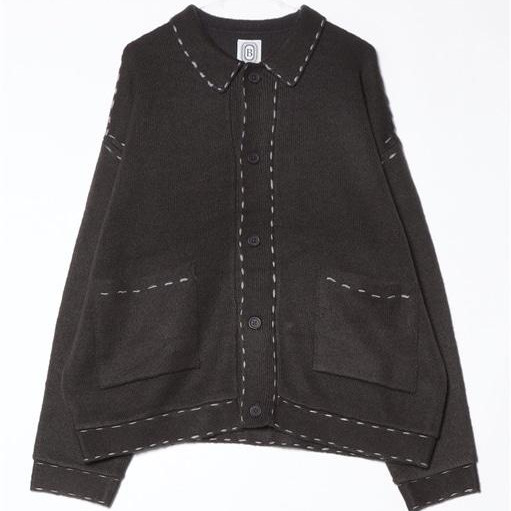 B omnivore/ビーオムニボー/起毛KNIT HAND JACKET ステッチ ニットハンドジャケット ニットシャツ