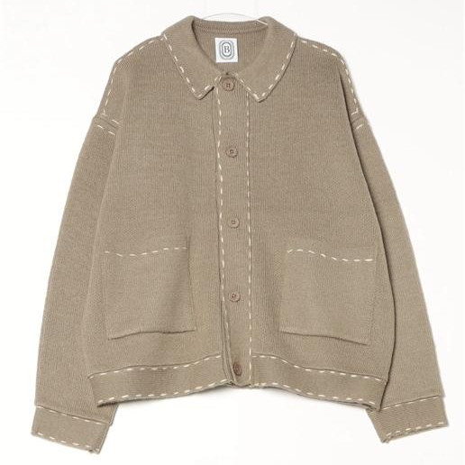 B omnivore/ビーオムニボー/起毛KNIT HAND JACKET ステッチ ニットハンドジャケット ニットシャツ