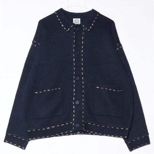 B omnivore/ビーオムニボー/起毛KNIT HAND JACKET ステッチ ニットハンドジャケット ニットシャツ