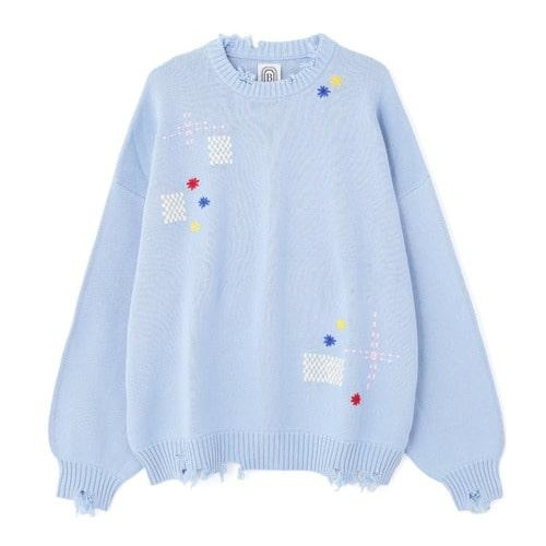 B omnivore/ビーオムニボー/HAND STITCH CREWNECK KNIT ハンドステッチクルーネックニット