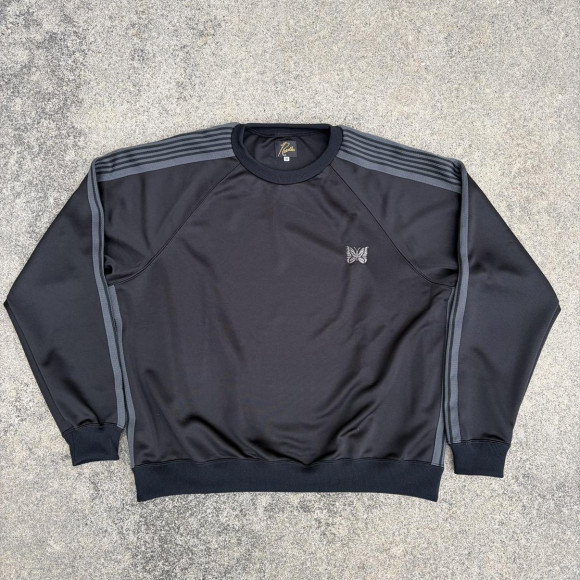 NEEDLES×BEAVER/ニードルズ×ビーバー/別注Track Crew Neck Shirt - Poly Smooth　-BLACK- トラッククルーネックシャツ
