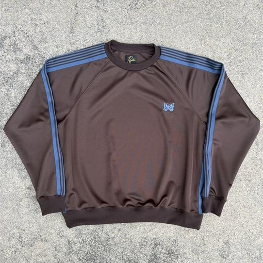 NEEDLES×BEAVER/ニードルズ×ビーバー/別注Track Crew Neck Shirt - Poly Smooth　-BROWN- トラッククルーネックシャツ