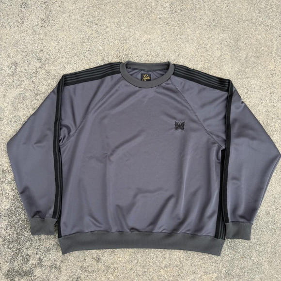 NEEDLES×BEAVER/ニードルズ×ビーバー/別注Track Crew Neck Shirt - Poly Smooth　-CHARCOAL- トラッククルーネックシャツ