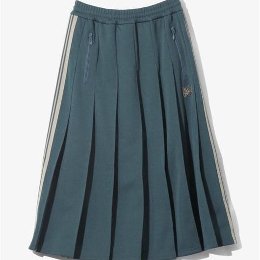 NEEDLES/ニードルズ/Pleated Track Skirt - Poly Smooth -GREEN- トラックスカート レディース