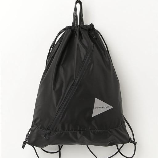 and wander/アンドワンダー/crispy rip drawstrung bag ドローストリングバッグ